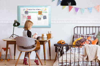 Memobord van glas met print inclusief neodymium magneten Maaltijdplanner voor elke week