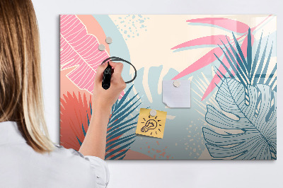 Decoratief glazen wandbord beschrijfbaar en magnetisch Een kleurrijk prikbord voor notities en foto's