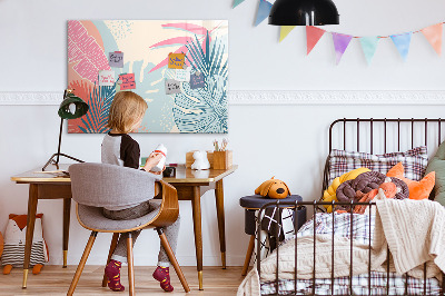 Decoratief glazen wandbord beschrijfbaar en magnetisch Een kleurrijk prikbord voor notities en foto's