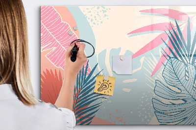 Decoratief glazen wandbord beschrijfbaar en magnetisch Een kleurrijk prikbord voor notities en foto's