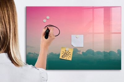 Decoratief glazen wandbord beschrijfbaar en magnetisch Een kleurrijk prikbord voor notities en foto's