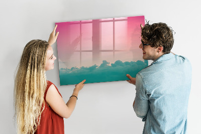 Decoratief glazen wandbord beschrijfbaar en magnetisch Een kleurrijk prikbord voor notities en foto's