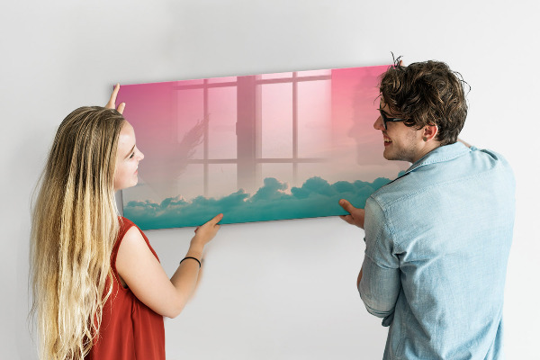 Decoratief glazen wandbord beschrijfbaar en magnetisch Een kleurrijk prikbord voor notities en foto's