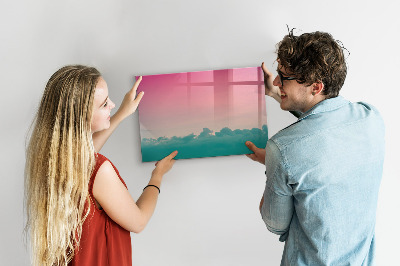 Decoratief glazen wandbord beschrijfbaar en magnetisch Een kleurrijk prikbord voor notities en foto's