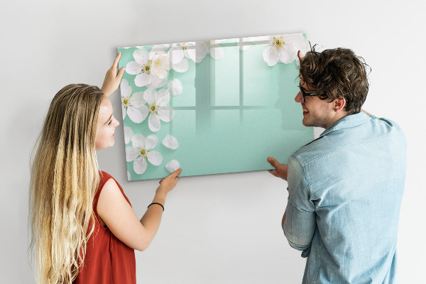 Decoratief glazen wandbord beschrijfbaar en magnetisch Creatief fotopresentatiebord