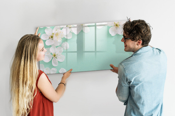 Decoratief glazen wandbord beschrijfbaar en magnetisch Creatief fotopresentatiebord