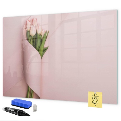 Decoratief glazen wandbord beschrijfbaar en magnetisch Een creatieve ruimte voor herinneringen en notities