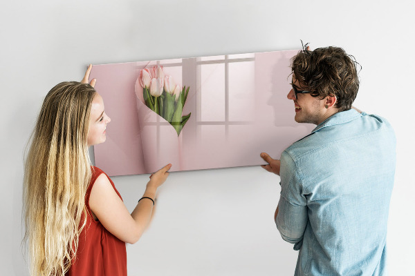 Decoratief glazen wandbord beschrijfbaar en magnetisch Een creatieve ruimte voor herinneringen en notities