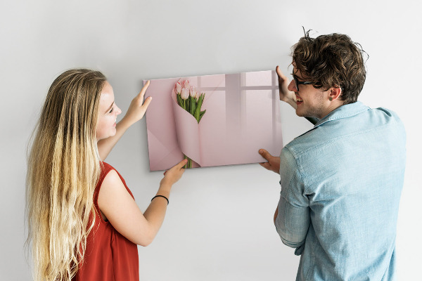 Decoratief glazen wandbord beschrijfbaar en magnetisch Een creatieve ruimte voor herinneringen en notities