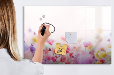 Memobord van glas met print inclusief neodymium magneten Bloemenbord voor foto's en notities