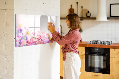 Memobord van glas met print inclusief neodymium magneten Bloemenbord voor foto's en notities
