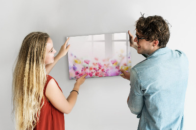 Memobord van glas met print inclusief neodymium magneten Bloemenbord voor foto's en notities