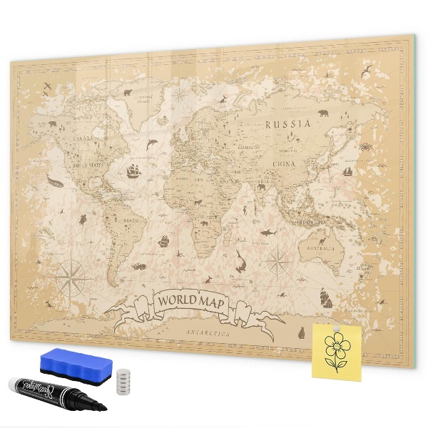 Wereldkaart met foto's en accessoires
