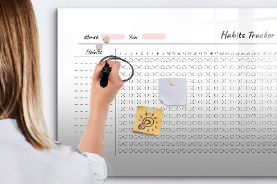 Memobord van glas met print inclusief neodymium magneten Gewoonteregistratie met een moderne twist