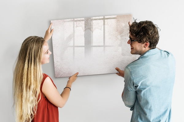 Decoratief glazen wandbord beschrijfbaar en magnetisch Notitie- en fotobord