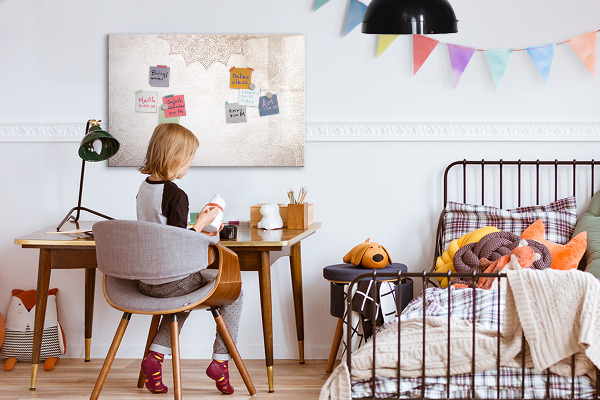 Decoratief glazen wandbord beschrijfbaar en magnetisch Notitie- en fotobord