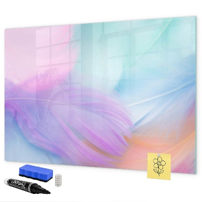 Decoratief glazen wandbord beschrijfbaar en magnetisch Een kleurrijk prikbord voor foto's en notities