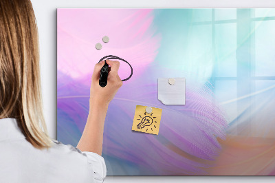 Decoratief glazen wandbord beschrijfbaar en magnetisch Een kleurrijk prikbord voor foto's en notities