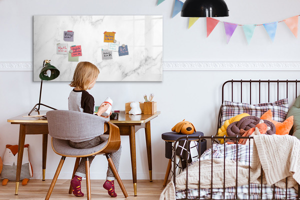 Memobord van glas met print inclusief neodymium magneten Modern prikbord voor notities en foto's