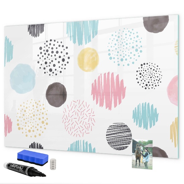 Decoratief glazen wandbord beschrijfbaar en magnetisch Een kleurrijk bord voor herinneringen en notities