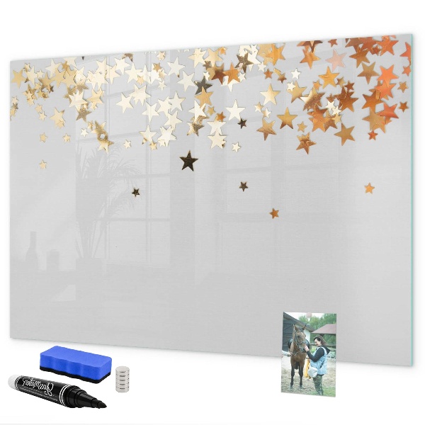 Decoratief glazen wandbord beschrijfbaar en magnetisch Creatief moodboard voor foto's en notities