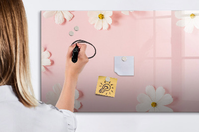 Memobord van glas met print inclusief neodymium magneten Bloemenmotief voor fotopresentatie