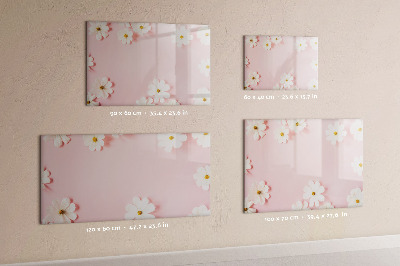 Memobord van glas met print inclusief neodymium magneten Bloemenmotief voor fotopresentatie