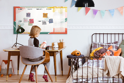 Memobord van glas met print inclusief neodymium magneten Weekplanner met ruimte voor foto's