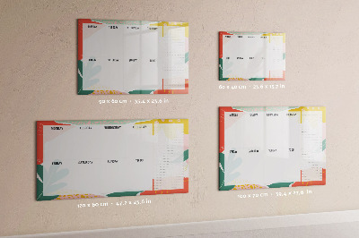 Memobord van glas met print inclusief neodymium magneten Weekplanner met ruimte voor foto's
