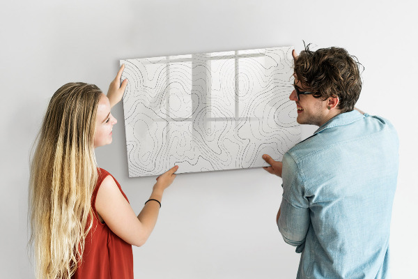 Decoratief glazen wandbord beschrijfbaar en magnetisch Modern fotodisplaybord