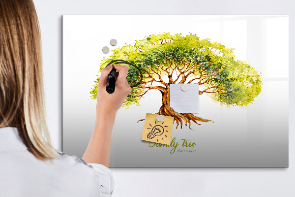 Memobord van glas met print inclusief neodymium magneten Stamboom met ruimte voor foto's