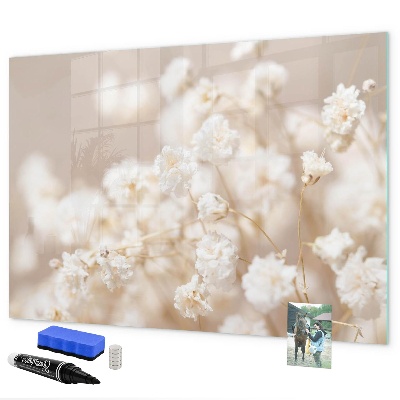 Decoratief glazen wandbord beschrijfbaar en magnetisch Een creatieve plek voor herinneringen en foto's