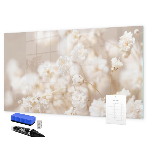 Decoratief glazen wandbord beschrijfbaar en magnetisch Een creatieve plek voor herinneringen en foto's