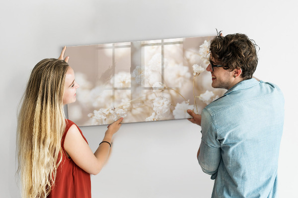 Decoratief glazen wandbord beschrijfbaar en magnetisch Een creatieve plek voor herinneringen en foto's