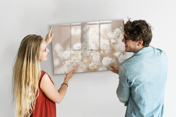 Decoratief glazen wandbord beschrijfbaar en magnetisch Een creatieve plek voor herinneringen en foto's