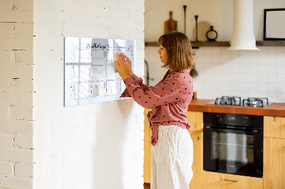 Memobord van glas met print inclusief neodymium magneten Verjaardagskalender met ruimte voor foto's