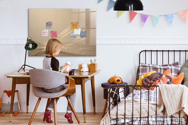 Decoratief glazen wandbord beschrijfbaar en magnetisch Modern prikbord voor notities en foto's