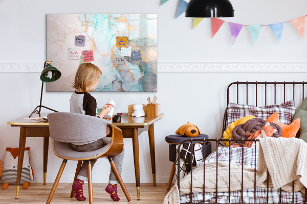 Decoratief glazen wandbord beschrijfbaar en magnetisch Stijlvol bord voor foto's en notities