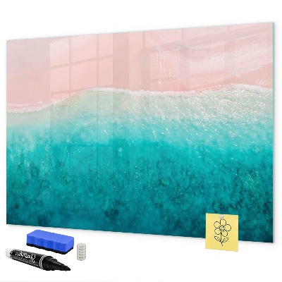 Decoratief glazen wandbord beschrijfbaar en magnetisch Een kleurrijk prikbord voor notities en foto's