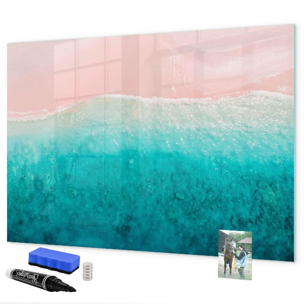 Decoratief glazen wandbord beschrijfbaar en magnetisch Een kleurrijk prikbord voor notities en foto's