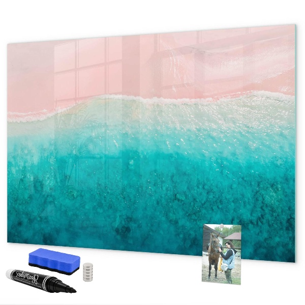 Decoratief glazen wandbord beschrijfbaar en magnetisch Een kleurrijk prikbord voor notities en foto's