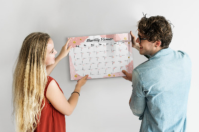 Memobord van glas met print inclusief neodymium magneten Maandplanner met ruimte voor foto's