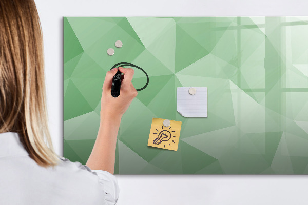 Decoratief glazen wandbord beschrijfbaar en magnetisch Een kleurrijk prikbord voor foto's en notities