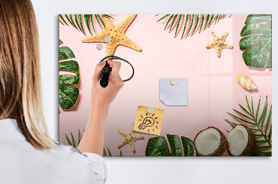 Memobord van glas met print inclusief neodymium magneten Zomerherinneringen tegen de achtergrond van de natuur.