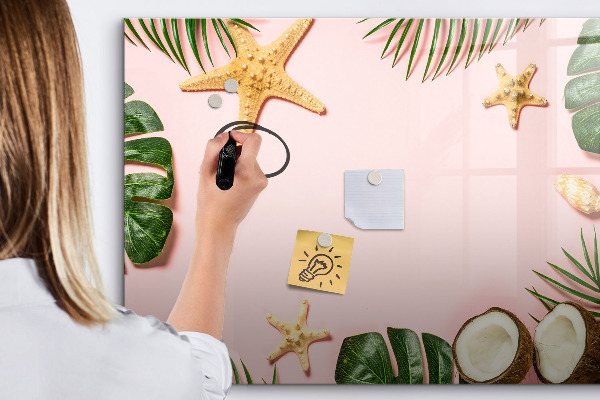 Memobord van glas met print inclusief neodymium magneten Zomerherinneringen tegen de achtergrond van de natuur.