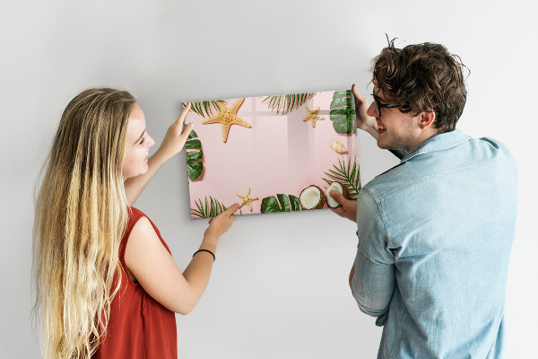 Memobord van glas met print inclusief neodymium magneten Zomerherinneringen tegen de achtergrond van de natuur.