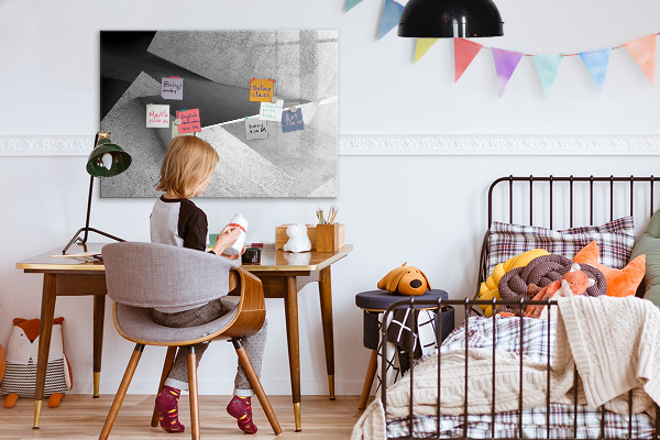 Decoratief glazen wandbord beschrijfbaar en magnetisch Modern prikbord voor notities en foto's