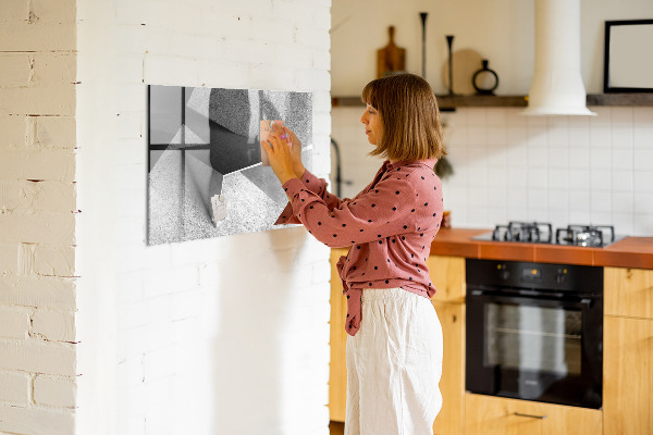 Decoratief glazen wandbord beschrijfbaar en magnetisch Modern prikbord voor notities en foto's