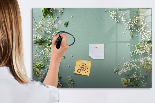 Decoratief glazen wandbord beschrijfbaar en magnetisch Een stijlvol bord voor notities en foto's