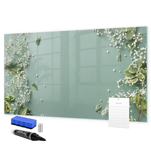 Decoratief glazen wandbord beschrijfbaar en magnetisch Een stijlvol bord voor notities en foto's
